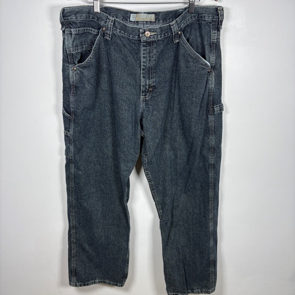 Y2K Lee Dungarees Carpenter Jeans Mens 40x30 Dark Wash Denim Utility Work Pants - Picture 4 of 6